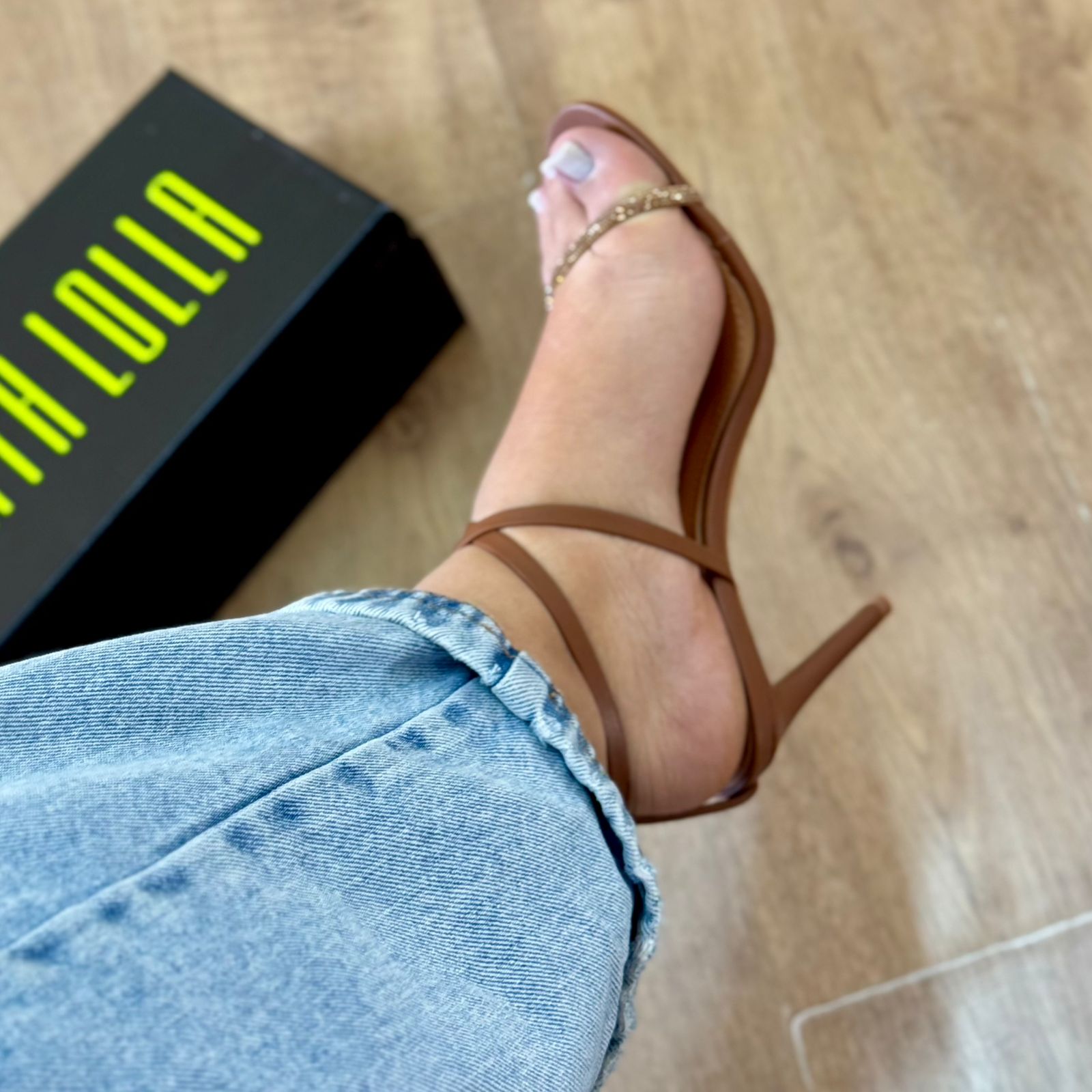 Sandalia Santa Lolla Napa Soft Brilho Salto Alto Fino