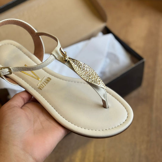 Rasteira Vizzano Detalhe Dourado de Folha 6371.374