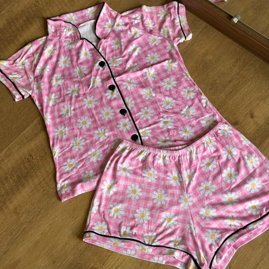 Conjunto Pijama Americano Margarida (Rosa)