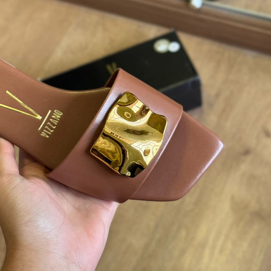 Sandália Vizzano Rasteira Detalhe Dourado 6553.100