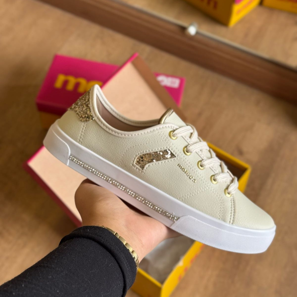 Tênis Branco Tenis Moleca Com Glitter Tênis Moleca Detalhes