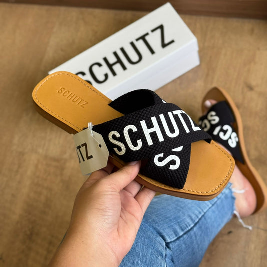 Sandália Schutz Rasteira de X Logo S208890004