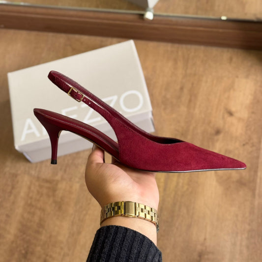 Scarpin Arrezo Camurça Salto Kitten Slingback A138550002