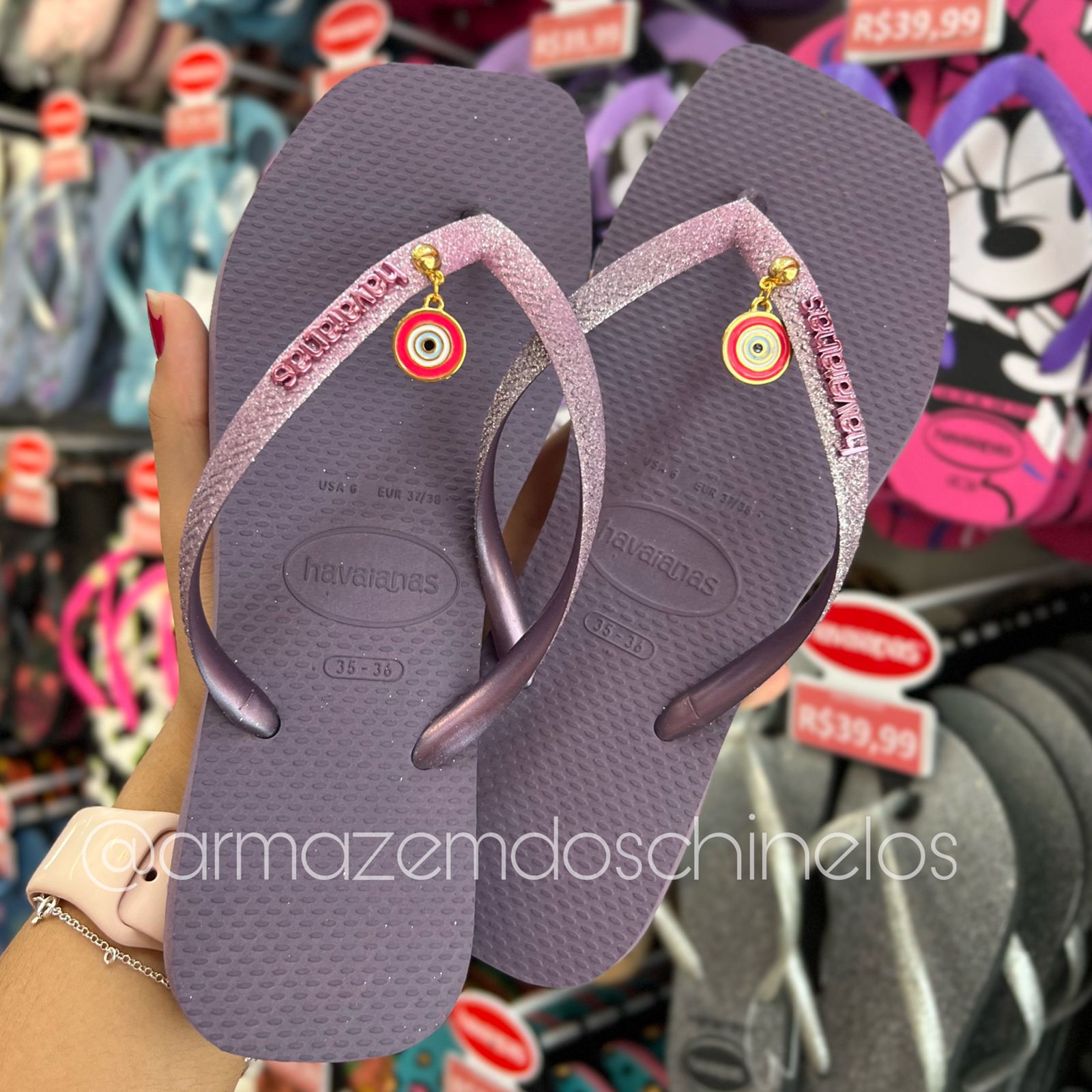 Havaianas Slim Square Glitter (Rosa) + Pingente Margarida LANÇAMENTO –  Armazém dos Chinelos