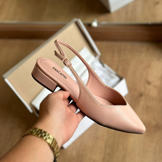 Sapatilha Ana Capri Slingback Salto Bloco Corte Triangular C305700015