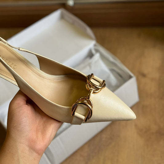 Scarpin Arezzo Snake Bico Fino Slingback Bridão A130300001