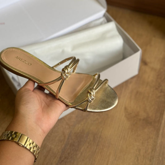 Rasteira Arezzo Bico Redondo Tiras Nós A044850666