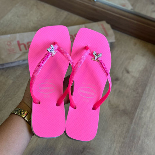 Havaianas Slim Square Glitter Neon + Pin Stitch
