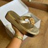 Tamanco Arezzo Couro Flatform Metal Concha A126470006
