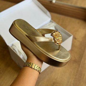 Tamanco Arezzo Couro Flatform Metal Concha A126470006
