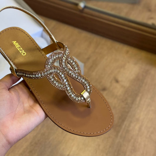 Sandália Arezzo de Dedo Cravejado Ajustável A101761119
