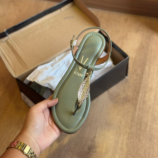 Rasteira Vizzano Detalhe Dourado de Folha 6371.347