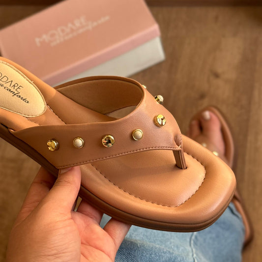 Sandália Modare Rasteirinha Detalhes Dourado 7212.104