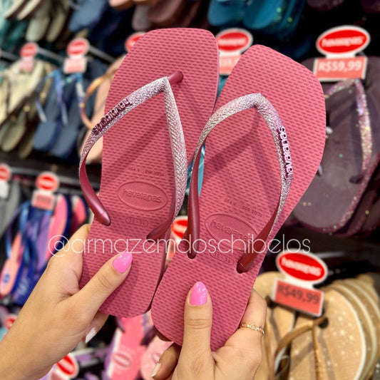 Havaianas Slim Square Glitter (Rosa Veludo)