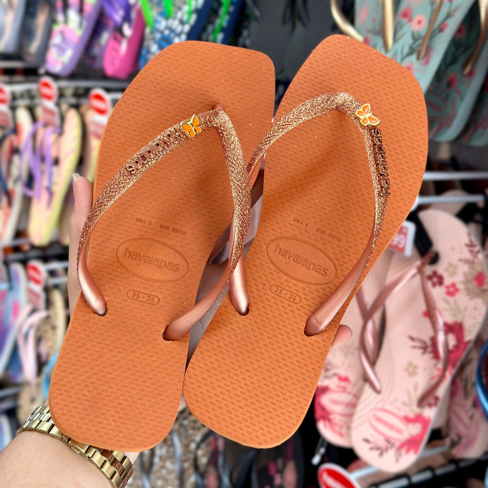 Chinelos havaianas cheap com glitter