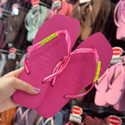 Havaianas Slim Square (Rosa Flux ) + Placa Logo Lima