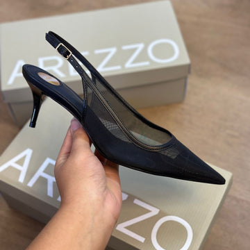 Scarpin Arezzo Tela Salto Kitten Slingback A127570121