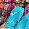 Havaianas Slim Square Glitter Neon (Azul) + Pin Nome e Estrela do Mar (A - E)