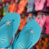 Havaianas Slim Square Glitter Neon + Pin Estrela do Mar e Tartaruga