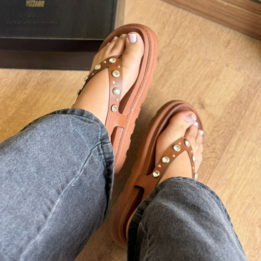Sandália Vizzano Flatform Adornos Dourados 6510.125