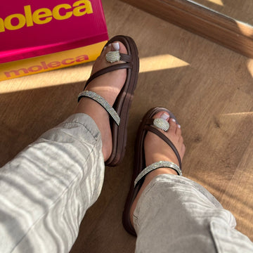 Sandália Moleca Rasteirinha Detalhe Strass 5490.127