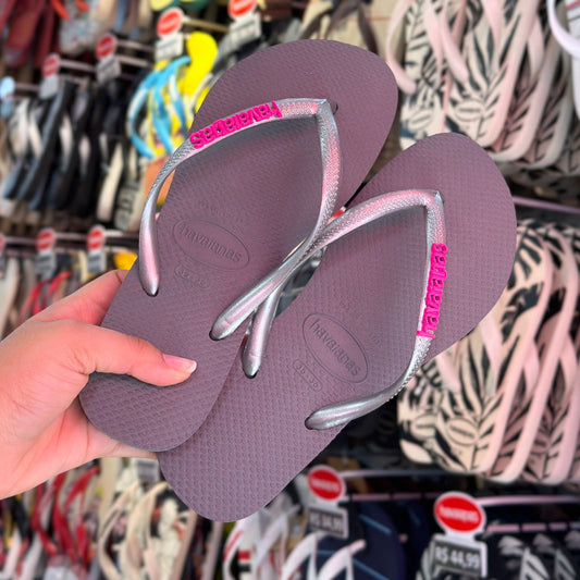 Havaianas Slim + Placa Logo (Rosa)