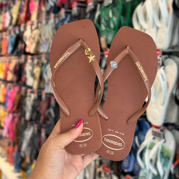 Havaianas Slim Square Logo Pop Up + Pins Ancôra + Estrela + Mão De Fátima