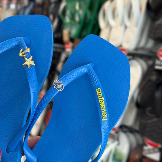 Havaianas Slim Square Logo Pop Up + Pins Ancôra + Estrela + Mão De Fátima