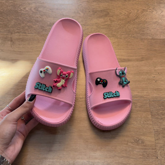 Chinelo Slide Nuvem EVA + Charms Stitch