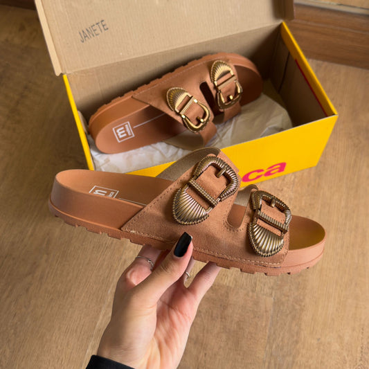 Sandália Moleca Papete Fivela Dourado Conforto E Estilo 5436.441