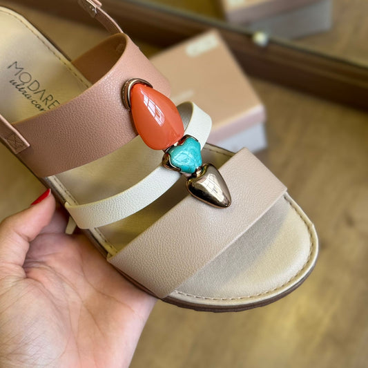 Sandália Modare Elástico Flexivel Detalhe Em Pedrarias 7141.144