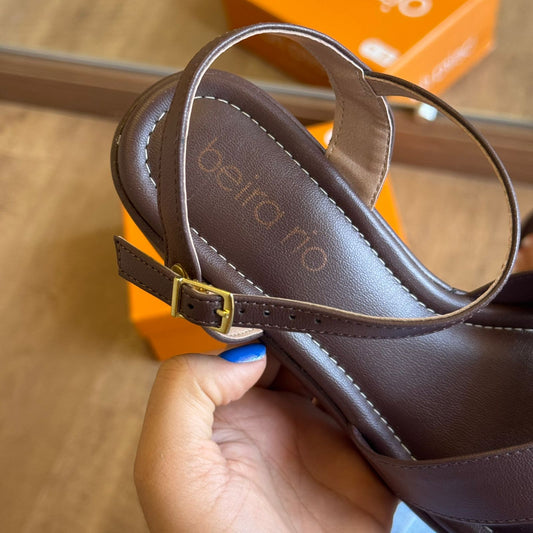 Sandália Beira Rio Salto Bloco Tiras Entrelaçadas 8517.206