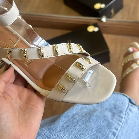 Sandália Vizzano Salto Bloco Detalhes Dourado 6428.159