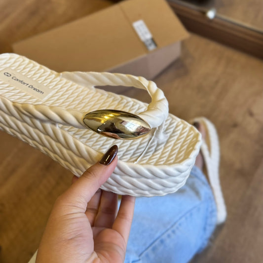 Tamanco Confort Dream Circular Dourado 811