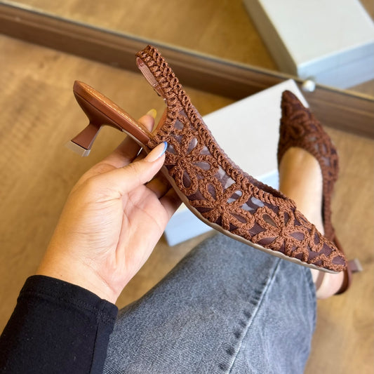 Scarpin Azzem Slingback Tricô 376067
