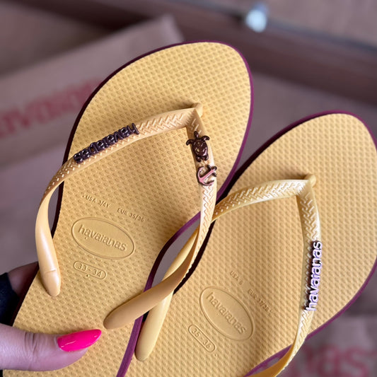 Havaianas Slim Point + Pin Tartaruga + Pin Ancôra