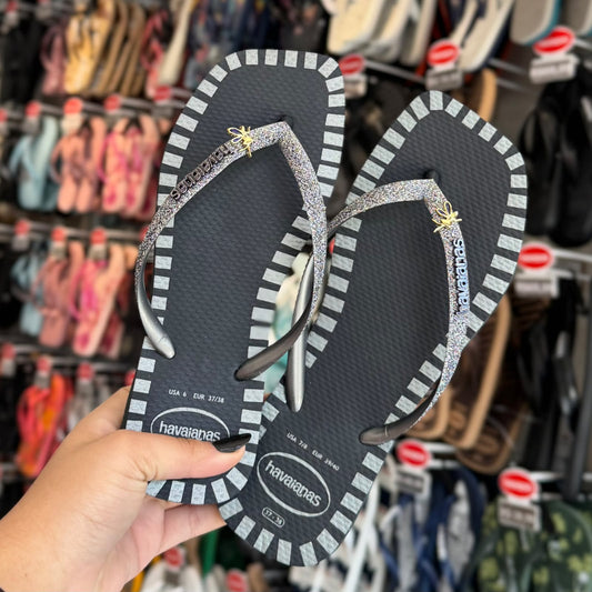 Havaianas Slim Square Glitter Contour + Pin Fada