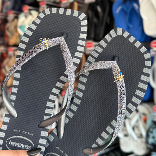 Havaianas Slim Square Glitter Contour + Pin Fada