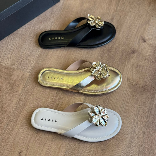 Sandália Azzem Flat Detalhe Flor 335CE