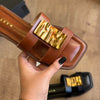 Rasteira Azzem Flat H Detalhe Dourado 352FE