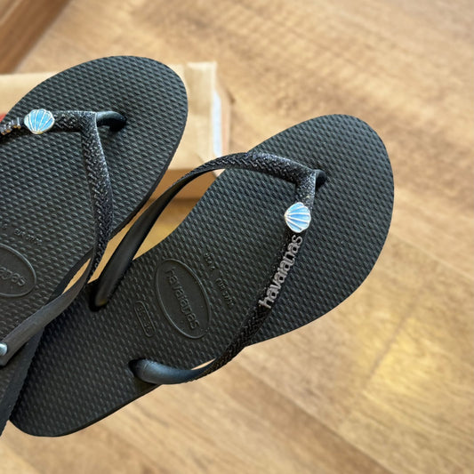 Havaianas Slim Glitter + Pin Concha Azul