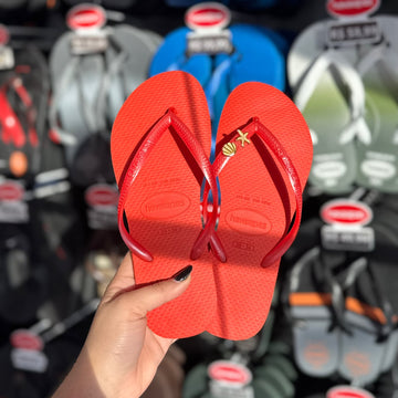 Havaianas Slim + Pin Concha E Estrela Dourada