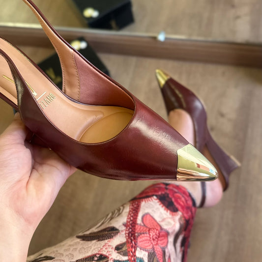 Scarpin Vizzano Slingback Bico Dourado 1483.206