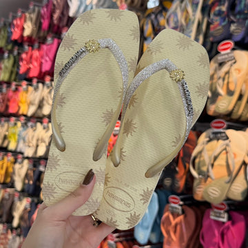 Havaianas Slim Square Glitter Contour + Pin Sol Lançamento