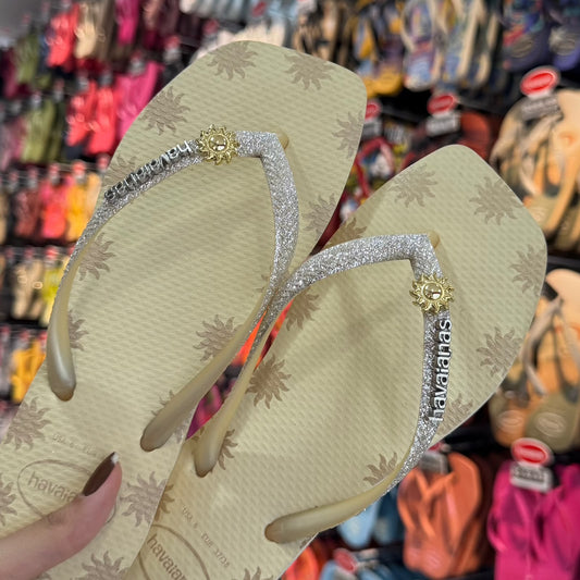 Havaianas Slim Square Glitter Contour + Pin Sol Lançamento