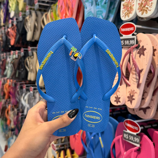 Havaianas Slim Square Logo Pop + Pin Tucano e Coqueiro