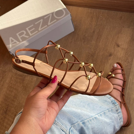 Sandália Rasteira Arezzo Tiras Esferas A044850512