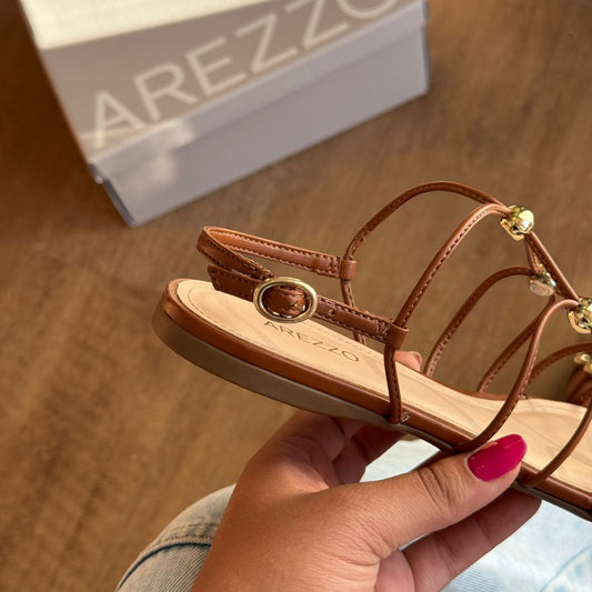 Sandália Rasteira Arezzo Tiras Esferas A044850512