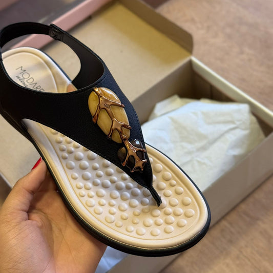 Sandália Modare Detalhe Pedraria Elástico Calce Fácil Ultra Conforto 7174.123