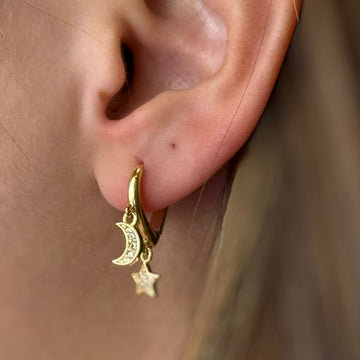 Brinco Argola Lua E Estrela